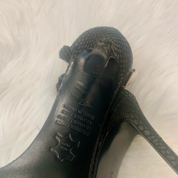 NICHOLAS Black Snakeskin Strappy Stiletto Sandals - Picture 8 of 12